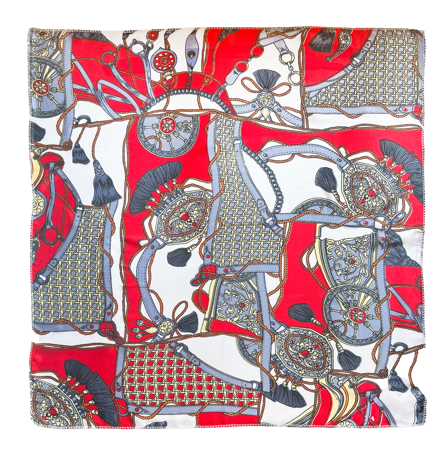 Pañuelo de Satén Borlas Rojo