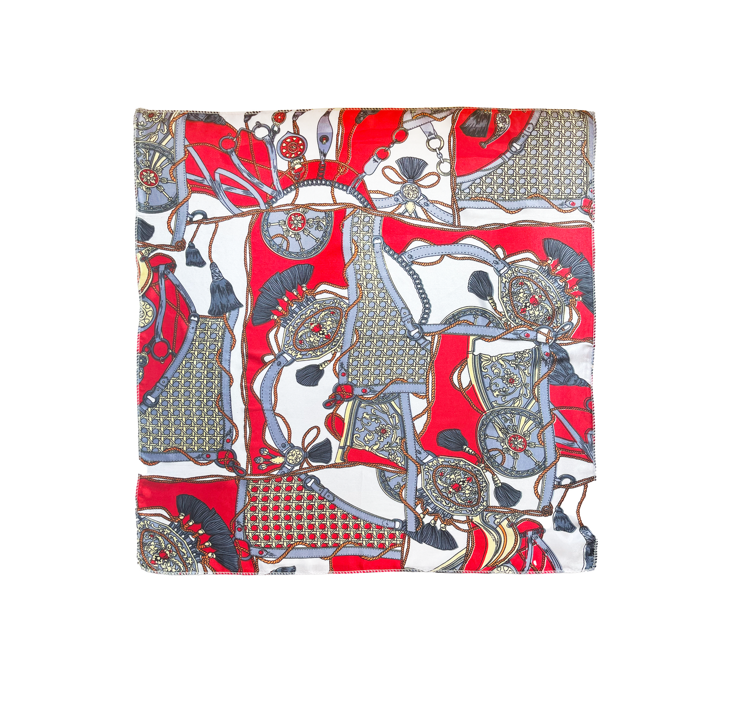 Pañuelo de Satén Borlas Rojo